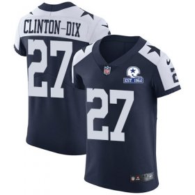 Wholesale Cheap Nike Cowboys #27 Ha Ha Clinton-Dix Navy Blue Thanksgiving Men\'s Stitched With Established In 1960 Patch NFL Vapor Untouchable Throwback Elite Jersey