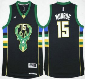 Wholesale Cheap Men\'s Milwaukee Bucks #15 Greg Monroe Revolution 30 Swingman 2015-16 Black Jersey