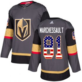 Wholesale Cheap Adidas Golden Knights #81 Jonathan Marchessault Grey Home Authentic USA Flag Stitched NHL Jersey