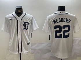 Men\'s Detroit Tigers #22 Parker Meadows White Cool Base Stitched Jersey