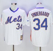 Wholesale Cheap Mets #34 Noah Syndergaard White(Blue Strip) Cooperstown Stitched MLB Jersey