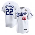 Cheap Men's Los Angeles Dodgers #22 Clayton Kershaw White 2024 World Series Home Limited Stitched Baseball Jersey