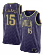 Cheap Men's New Orleans Pelicans #15 Jose Alvarado Purple 2024-25 City Ediiton Stitched Basketball Jersey