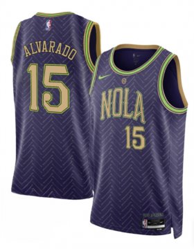 Cheap Men\'s New Orleans Pelicans #15 Jose Alvarado Purple 2024-25 City Ediiton Stitched Basketball Jersey