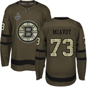 Wholesale Cheap Adidas Bruins #73 Charlie McAvoy Green Salute to Service Stanley Cup Final Bound Stitched NHL Jersey