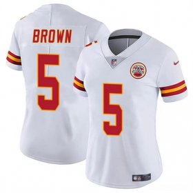 Cheap Women\'s Kansas City Chiefs #5 Hollywood Brown White Vapor Untouchable Limited Football Stitched Jersey(Run Small)