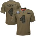 Wholesale Cheap Youth Dallas Cowboys #4 Dak Prescott Nike Camo 2019 Salute to Service Game Jersey