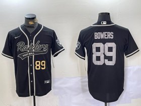 Men\'s Las Vegas Raiders #89 Brock Bowers Black Cool Base Stitched Baseball Jerseys