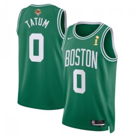 Wholesale Cheap Men\'s Boston Celtics #0 Jayson Tatum Green 2024 Finals Champions Icon Edition Stitched Baseball Jersey