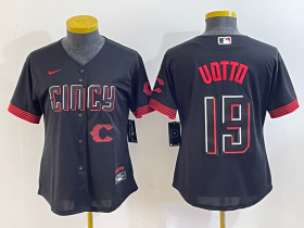 Wholesale Cheap Women\'s Cincinnati Reds #19 Joey Votto Black 2023 City Connect Cool Base Stitched Jersey1