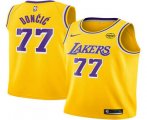 Men's Los Angeles Lakers #77 Luka Doncic Yellow 2025 Icon Edition Stitched Jersey