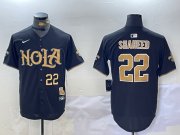 Men's New Orleans Saints #22 Rashid Shaheed Black Cool Base Stitched Baseball Jerses