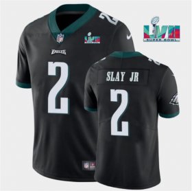 Wholesale Cheap Men\'s Philadelphia Eagles #2 Darius Slay JR Black Super Bowl LVII Patch Vapor Untouchable Limited Stitched Jersey