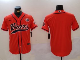 Men\'s Chicago Bears Blank Orange Throwback With Patch Cool Base Stitched Baseball Jersey