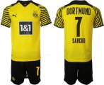 Wholesale Cheap Men 2021-2022 Club Borussia Dortmund home 7 yellow Soccer Jersey