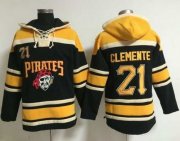 Wholesale Cheap Pirates #21 Roberto Clemente Black Sawyer Hooded Sweatshirt MLB Hoodie