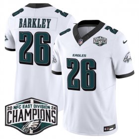 Cheap Men\'s Philadelphia Eagles #26 Saquon Barkley White 2024 New NFC East Champions F.U.S.E. Vapor Untouchable Limited Stitched Football Jersey