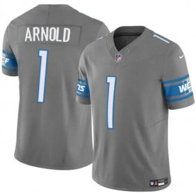 Cheap Men\'s Detroit Lions #1 Terrion Arnold Gray 2024 Draft F.U.S.E. Vapor Untouchable Limited Football Stitched Jersey