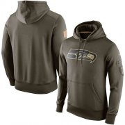 Wholesale Cheap Men's Seattle Seahawks Nike Olive Salute To Service KO Performance Hoodie