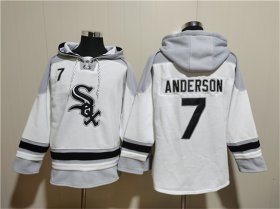 Men\'s Chicago White Sox #7 Tim Anderson White Ageless Must-Have Lace-Up Pullover Hoodie