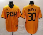 Cheap Men's Pittsburgh Pirates #30 Paul Skenes Yellow 2023 City Connect Stitched Jersey