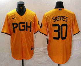 Cheap Men\'s Pittsburgh Pirates #30 Paul Skenes Yellow 2023 City Connect Stitched Jersey