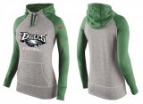 Wholesale Cheap Women's Nike Philadelphia Eagles Performance Hoodie Grey & Green_1