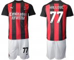 Wholesale Cheap Men 2020-2021 club AC milan home 77 red Soccer Jerseys