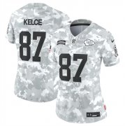 Cheap Women's Kansas City Chiefs #87 Travis Kelce 2024 F.U.S.E Arctic Camo Salute To Service Limited Stitched Football Jersey(Run Small)