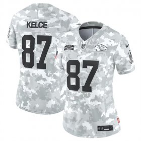 Cheap Women\'s Kansas City Chiefs #87 Travis Kelce 2024 F.U.S.E Arctic Camo Salute To Service Limited Stitched Football Jersey(Run Small)