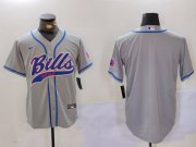 Cheap Men's Buffalo Bills Grey Team Blank Cool Base Stitched Baseball Jersey