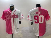 Cheap Men's Pittsburgh Steelers #90 T.J. Watt 2024 Arctic Red White Salute To Service Stitched Baseball Jersey