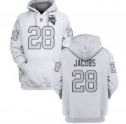 Wholesale Cheap Men's Las Vegas Raiders #28 Josh Jacobs White 2021 Inaugural Patch Pullover Hoodie