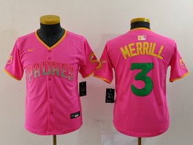 Cheap Youth San Diego Padres #3 Jackson Merrill Pink Fashion Baseball Jersey