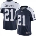 Wholesale Cheap Nike Cowboys #21 Deion Sanders Navy Blue Thanksgiving Men's Stitched NFL Vapor Untouchable Limited Throwback Jersey