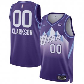 Cheap Men\'s Utah Jazz #00 Jordan Clarkson Purple 2024-25 City Edition Stitched Basketball Jersey