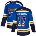 Wholesale Cheap Adidas Blues #17 Jaden Schwartz Blue Home Authentic USA Flag Stitched NHL Jersey