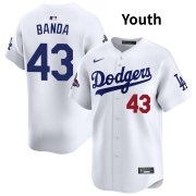 Cheap Youth Los Angeles Dodgers #43 Anthony banda White 2024 World Series Stitched Baseball Jersey