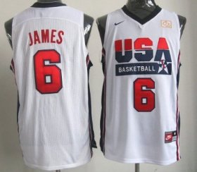 Wholesale Cheap 1992 Olympics Team USA #6 LeBron James White Swingman Jersey