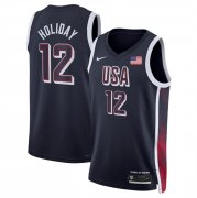 Cheap Men's USA Basketball #12 Jrue Holiday Navy 2024 Swingman Stitched Jersey