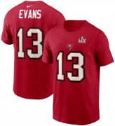 Wholesale Cheap Men's Tampa Bay Buccaneers Mike Evans Nike Red Super Bowl LV Champions Name & Number T-Shirt