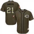 Wholesale Cheap Reds #21 Reggie Sanders Green Salute to Service Stitched Youth MLB Jersey