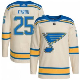 Wholesale Cheap Men\'s St. Louis Blues #25 Jordan Kyrou Cream 2022 Winter Classic Stitched Jersey