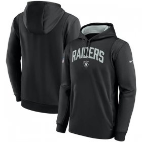 Wholesale Cheap Men\'s Las Vegas Raiders Black Sideline Stack Performance Pullover Hoodie