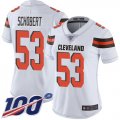 Wholesale Cheap Nike Browns #53 Joe Schobert White Women's Stitched NFL 100th Season Vapor Limited Jersey