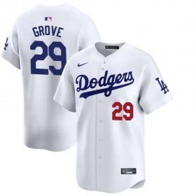 Men\'s Los Angeles Dodgers #29 Michael Grove White Stitched Baseball Jersey