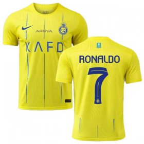 Cheap Men\'s Al Nassr #7 Cristiano Ronaldo Yellow 2024 Home Soccer Jersey