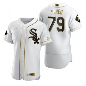 Wholesale Cheap Chicago White Sox #79 Jose Abreu White Nike Men\'s Authentic Golden Edition MLB Jersey