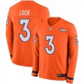 Wholesale Cheap Nike Broncos #3 Drew Lock Orange Team Color Men's Stitched NFL Limited Therma Long Sleeve Jersey