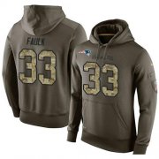 Wholesale Cheap NFL Men's Nike New England Patriots #33 Kevin Faulk Stitched Green Olive Salute To Service KO Performance Hoodie